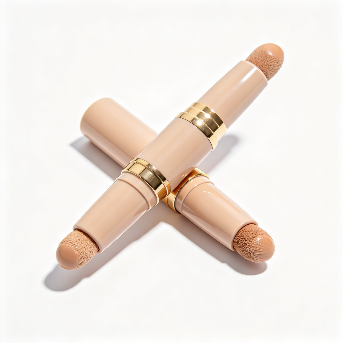Original reference photograph of beige gold-tone rounded-tip makeup tools.