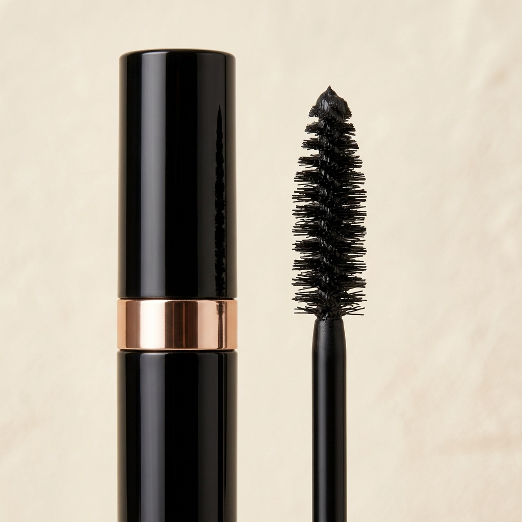 Close-up of the tapered mascara bristle brush.