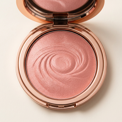 Close-up of the pink blush rose-swirl surface pattern.