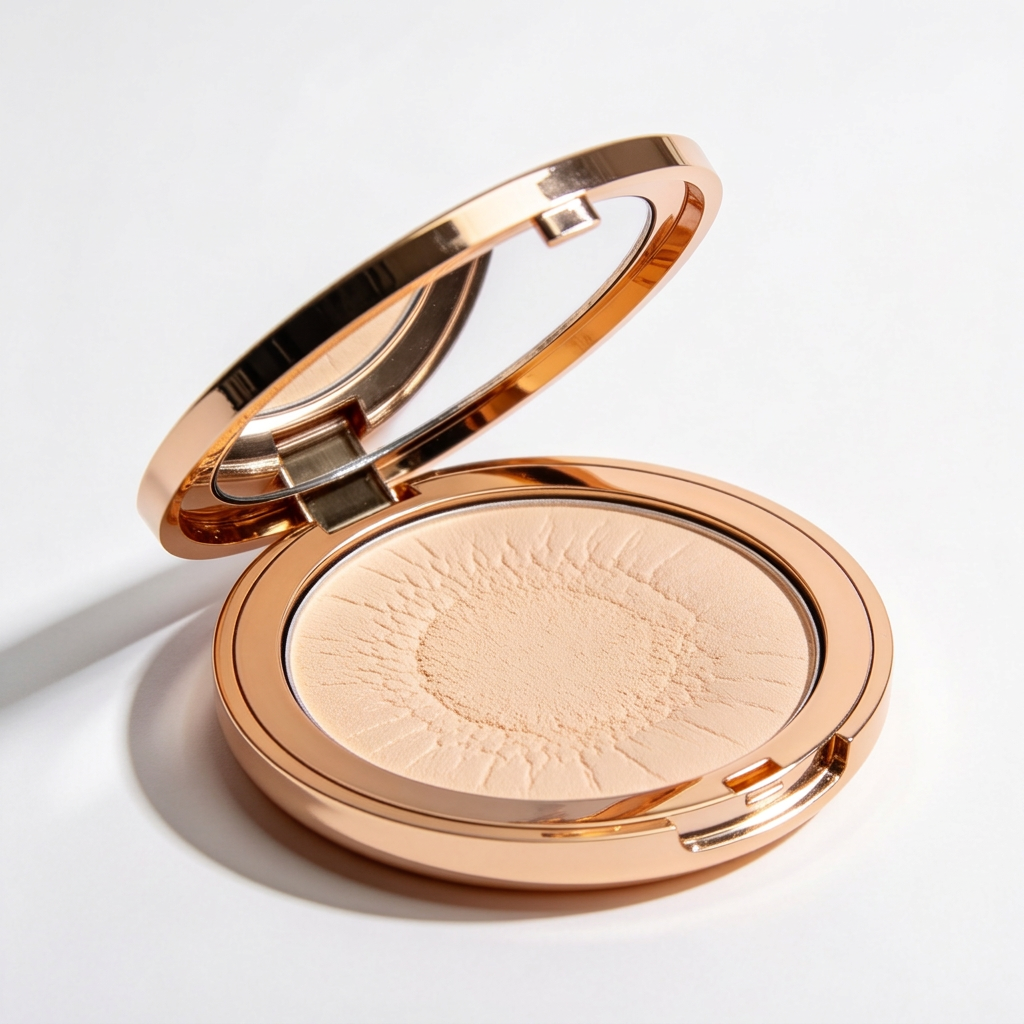 Close-up of the beige powder sunburst surface pattern.